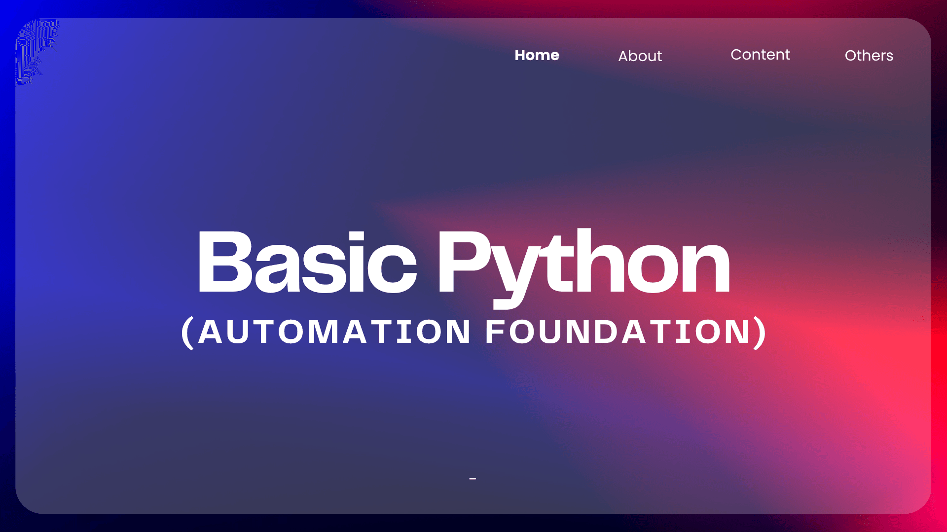 Basic Python (Automation Foundation)